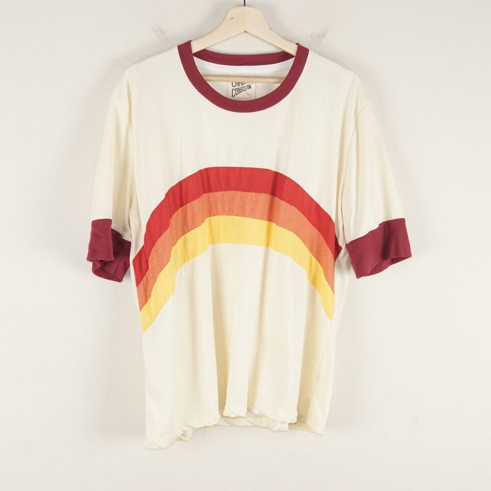 Camp Collection Over The Rainbow Cream Maroon Cotton Blend Short Sleeve Tee 4XL